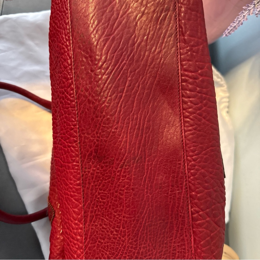 Fendi Red Textured Leather Satchel - Picture 15 of 15